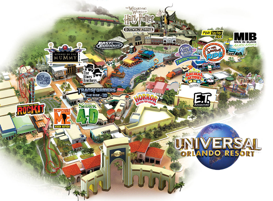 Map of Universal Studios Orlando Attractions